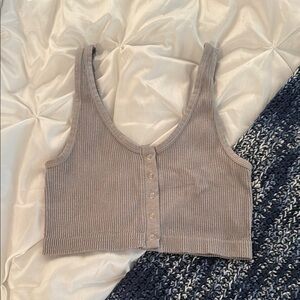 Aerie Tan Ribbed Crop Tank Top